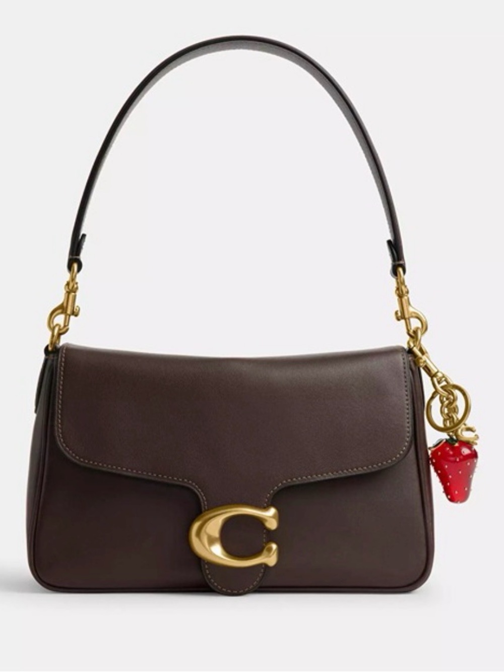 Coach Strawberry Bag Charm Keychain With Signature C Charm Brass/Red CAO50 - Picture 5 of 5
